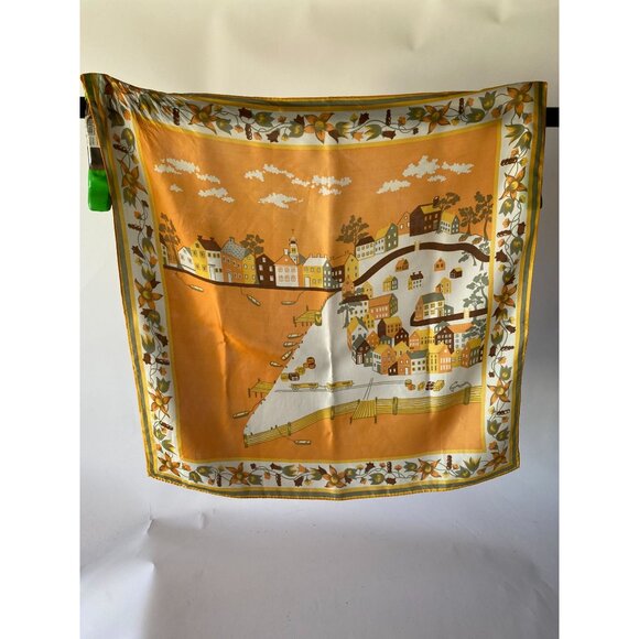 Vintage 60s Sally Gee Floral Print Silk & Rayon Scarf Made in Japan - Picture 10 of 16